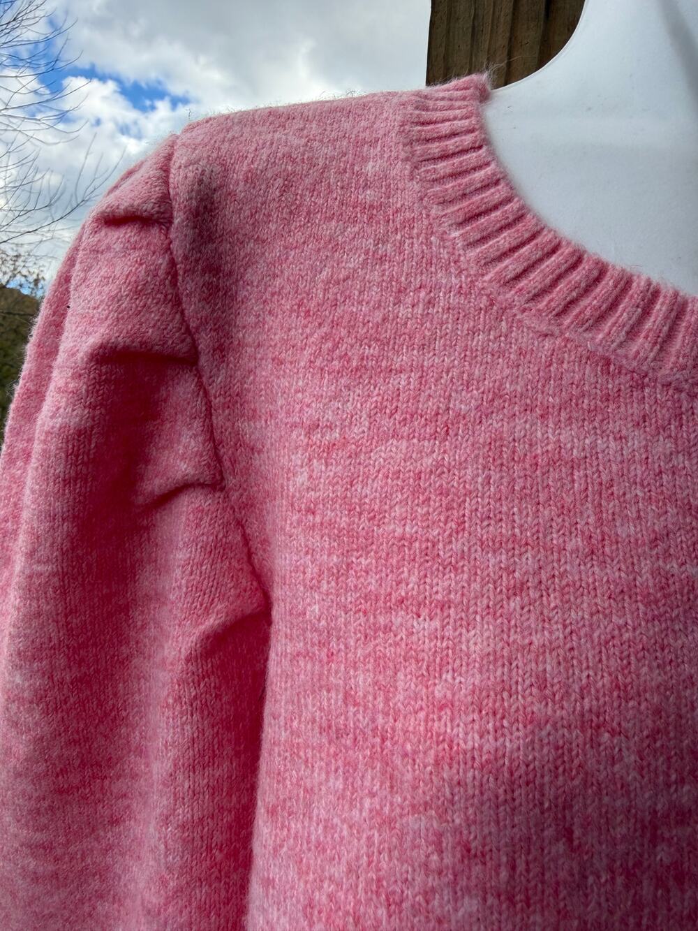 Wild Fable Pink Cropped Puff Sleeve Sweater XL Barbiecore Balletcore Soft Girl